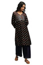 W for Woman Black Ajrakh Print Lustrous Satin Kurta