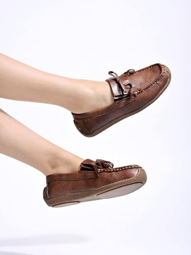 Shoetopia WomenS Block Heel Loafers Brown