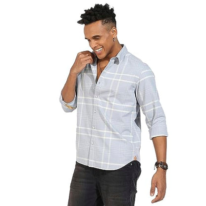 Campus Sutra Mens Regular Fit Shirt (CBSSM23_CSMSSRT5711_Light Grey