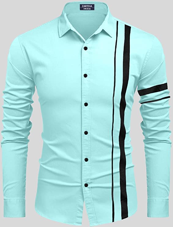Bellstone Mens Solid Regular Fit Shirt (B-8200_Aqua