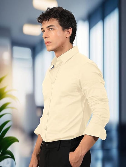 Pinkmint Mens Long Sleeve Button Down Shirt for Men Collared Casual Formal Soild Shirt