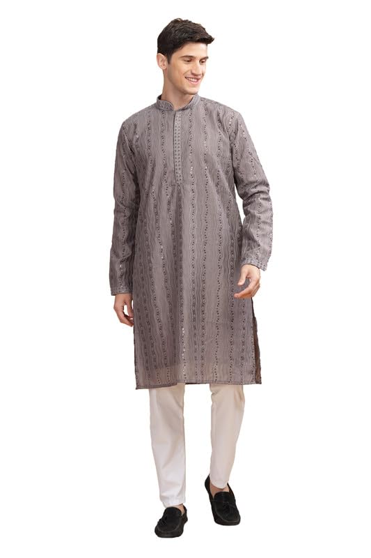 Be Active MenS Traditional Embroidered Lucknowi Design Full Sleeves Kurta || Cotton Kurta For Men || Men Kurta For Wedding || K