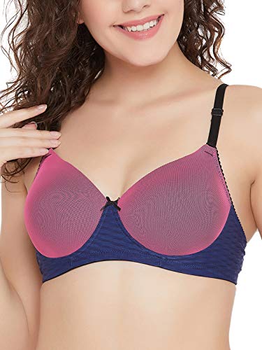 Clovia Womens Padded Non-Wire Full Coverage T-Shirt Bra (BR1897Y14_Pink_40B)