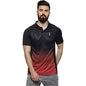 Campus Sutra MenS Jet Black & Crimson Red Ombre Polo Activewear T-Shirt For Casual Wear | Spread Collar | Short Sleeve | Button