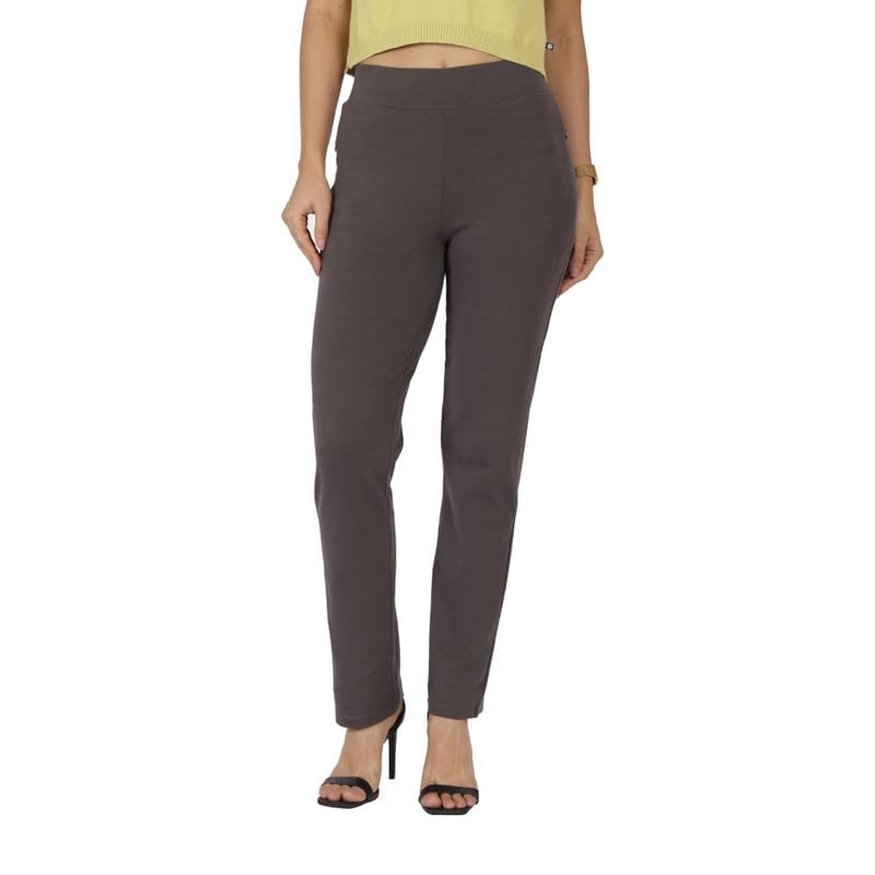 BlissClub Women AM PM Cotton Straight Pants - Regular | Wide Waistband | High Rise | Drawstring | 2 Pockets
