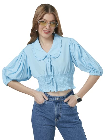 Style Quotient Women Blue Solid Top