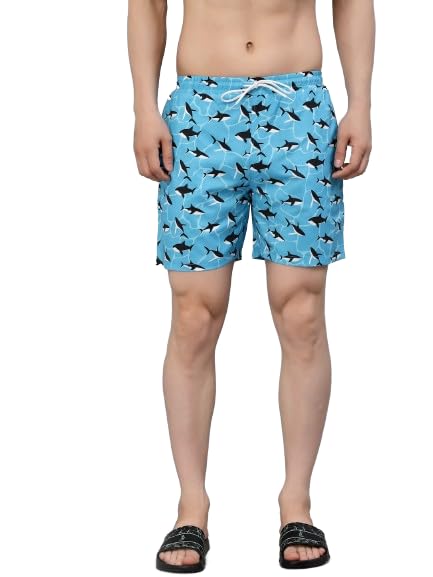 Style Quotient Men Blue Printed Sports Shorts