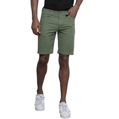 The Indian Garage Co Men Slim Fit Solid Mid-Rise Chino Shorts Green