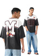 The Souled Store Mickey Mouse: Slam Dunk Men and Boys Short Sleeves V-Neck Black and White Graphic Printed Polyester Oversized T