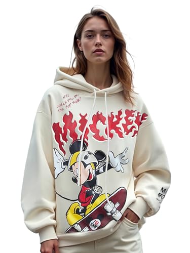 Bewakoof Heavy Duty 1.0 Official Disney Merchandise Womens Graphic Printed Oversized Hoodies_601811_Pink_XS
