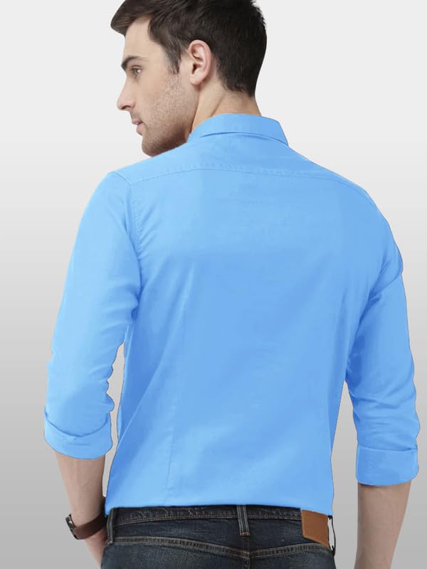 Tee Projekt Mens Shirt Solid Cotton Long Sleeve Button Down Beach l Office l Home (Pack of 1)