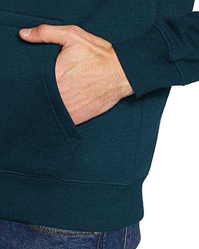 ADRO Men's Cotton Neck Hooded Sweatshirt (H20-GL-GAP-SB_Teal)