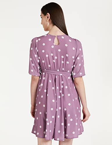 Tagas Women'S Polyester Blend Fit And Flare Knee-Length Dress (Op-3316-Purple-S_Purple_S)