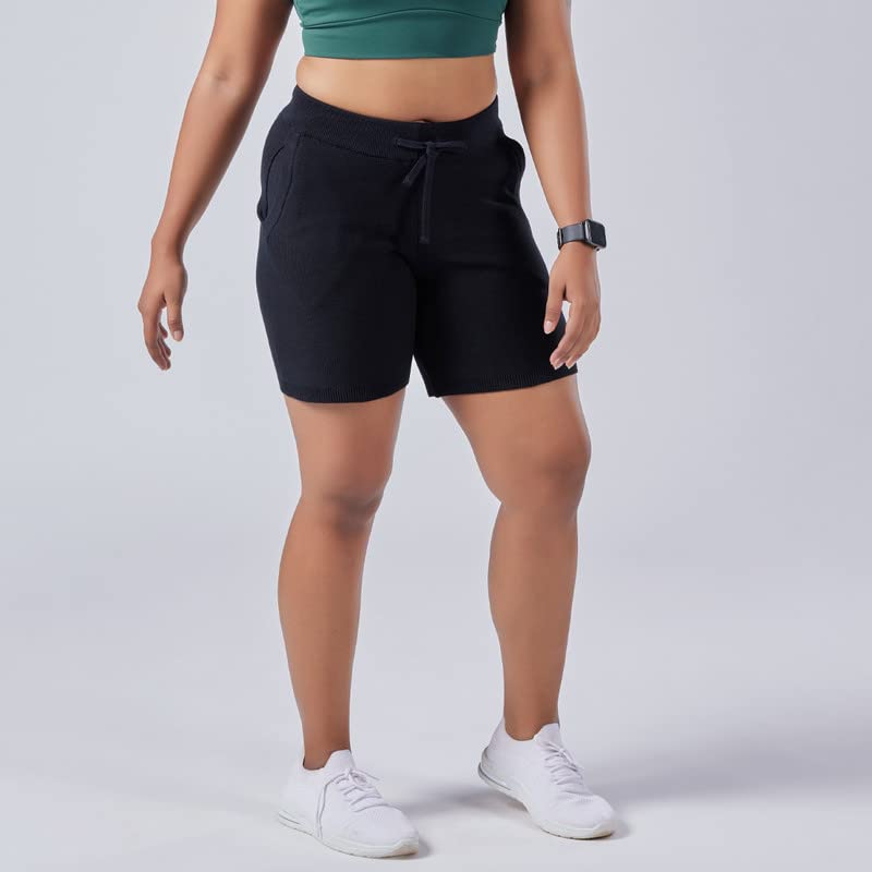 BlissClub Women Move All Day Shorts | Mid-Waist |Shorts with Pockets | Slant Pockets | Adjustable Flat Drawcord | Shorts for Wom