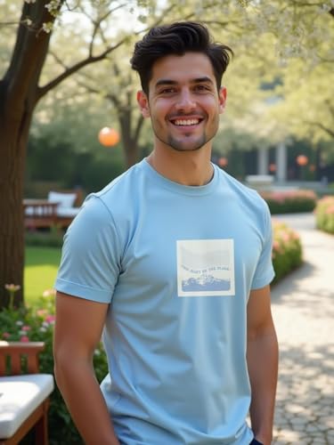 Nobero MenS Solid Regular Fit T-Shirt (1M-Twts-C0731_Powder Blue