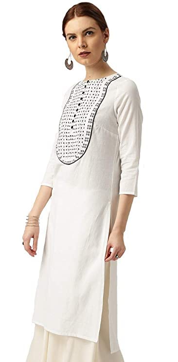 LookMark Women's Cotton Blend Embroidered Kurti, Regular Kurta (K1109-M)