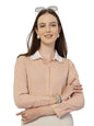 Style Quotient Women Nude and White Solid Polyester Formal Shirt