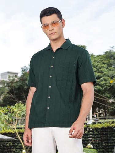 Thomas Scott Mens | Premium | Plus Size | Regular Fit | Short Sleeves | Spread Collar | Cotton | Seersucker | Casual Shirt (TS1