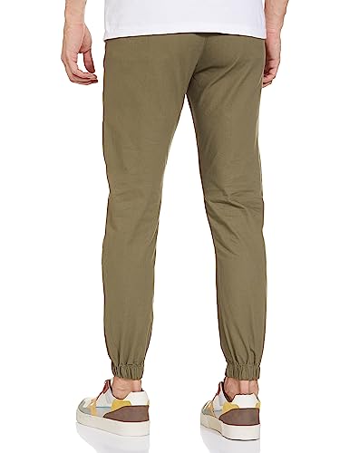 The Indian Garage Co Men Slim Fit Solid Mid-Rise Woven Joggers Green