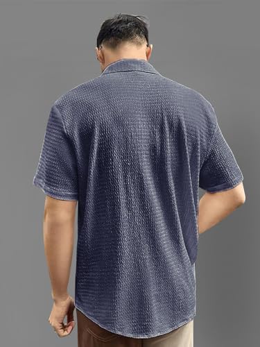Pinkmint Mens Solid Classic Fit Shirt Grey