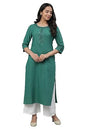 Green Lurex Stripe Kurta with Embroidery