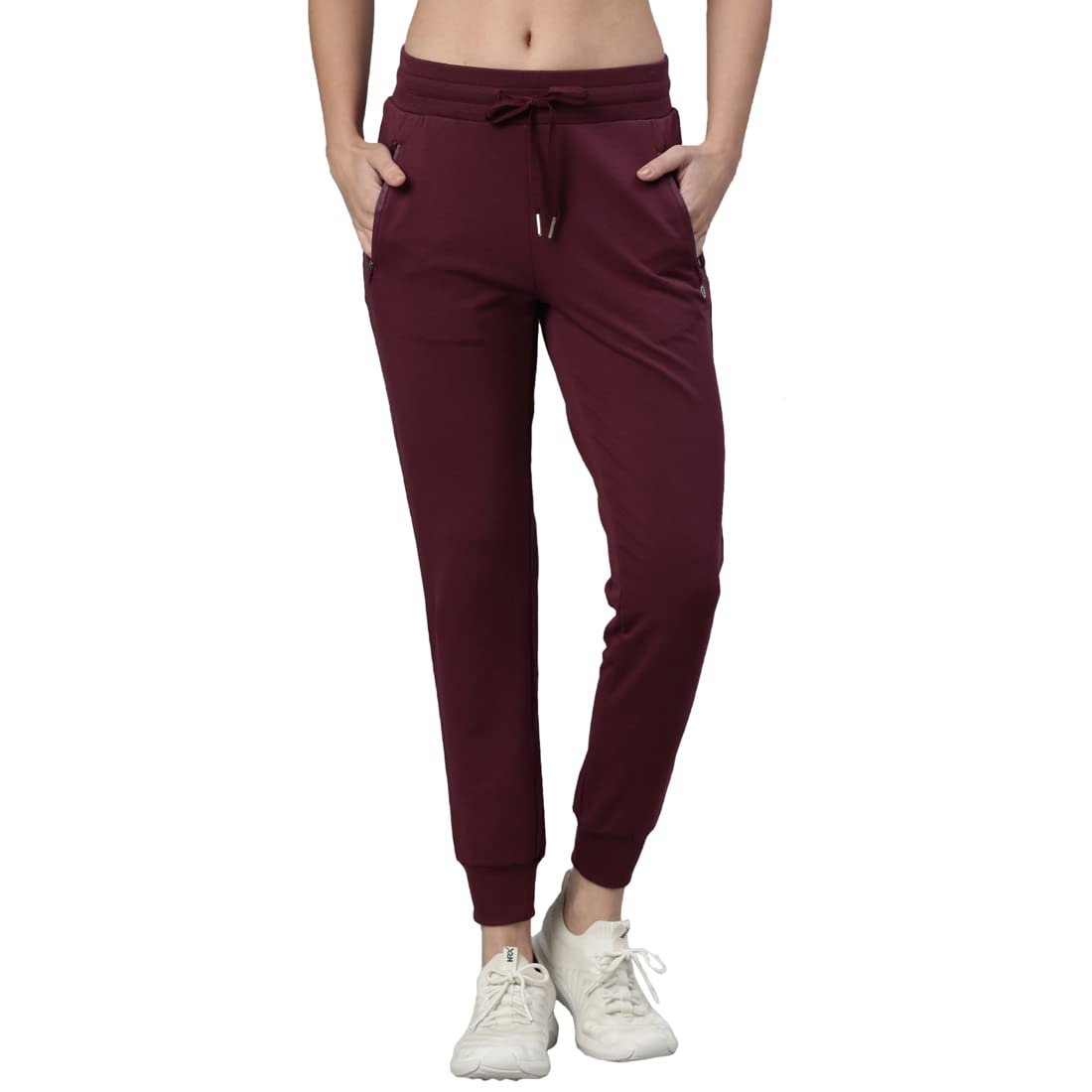 Enamor Athleisure Womens Slim Fit Mid Rise 7/8 Length Quick Dry Antimicrobial 4 Way Stretch Breathable Cotton French Terry Jogg