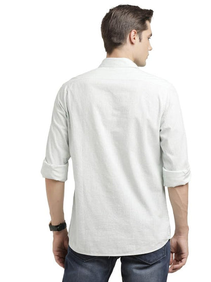 Turtle Men 100% Cotton Slim Fit Grey Printed Full Sleeve Casual Shirt