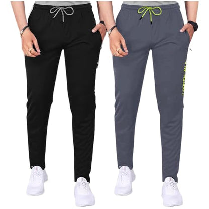 Tee Projekt Lycra Combo Soild & Zippered Pockets Style Regular Fit Track Pant for Men Jogger, Gym Wear, Yoga