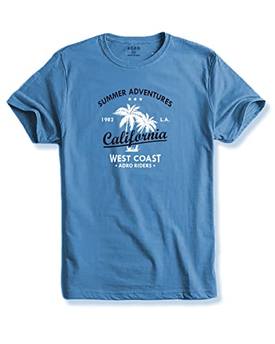 ADRO Summer Adventures California Mens Printed T-Shirt (2XL, Sky Blue)