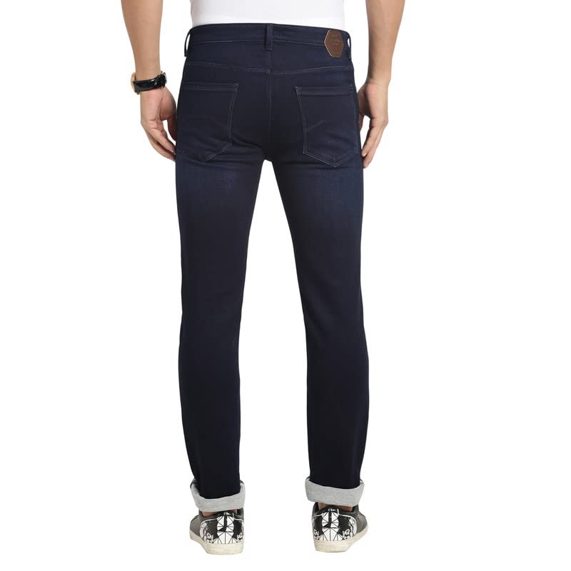Turtle Men Cotton Dark Blue Narrow Fit Solid Stretchable Jeans