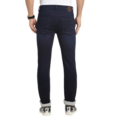 Turtle Men Cotton Dark Blue Narrow Fit Solid Stretchable Jeans