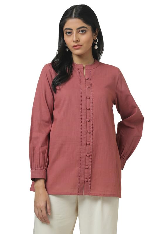 Soch Womens Onion Pink Cotton Slub Solid Tunic
