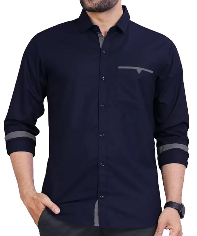 CB-COLEBROOK Mens Regular Fit Solid Soft Touch Cotton Casual Shirt with Pocket Design with Spread Collar & Full Sleeves (Availa
