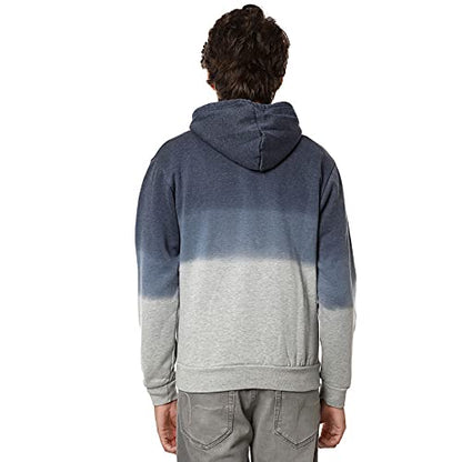 Campus Sutra Mens Blue & Grey Pullover Ombre Sweatshirt with Ribbed Hem for Casual Wear | Hooded Neck | Long Sleeve | Pull On C