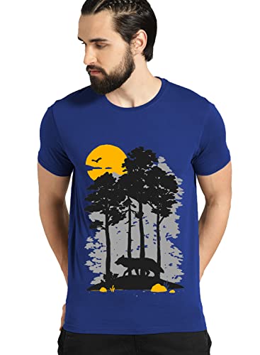 ADRO Mens Sun Printed Cotton T-Shirt (RN22-1-SUN-RB_Royal Blue_XL)