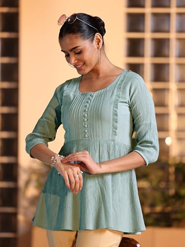 Libas WomenS Silk Blend Solid Regular Kurti (29135 Grey