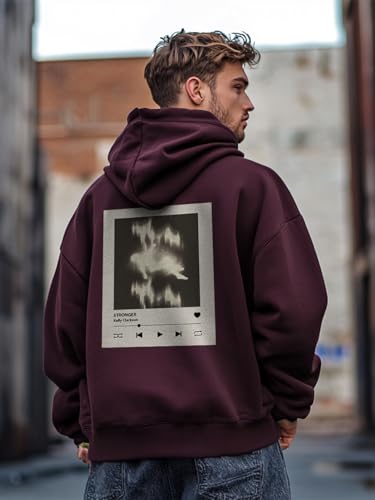 Nobero MenS Cotton Neck Hooded Sweatshirt (1M-Twrh-C0661_Midnight Plum 1
