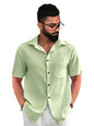 PinkMint Popcorn Shirt for Men ll Textured Shirts for Men ll Stylish Half Sleeve Shirt ll Goa Wear ll Regular Fit Shirt Green