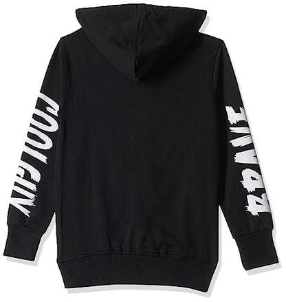T2F Cotton Hooded Neck Regular Fit Hoodie (Boys-SS_35_Black