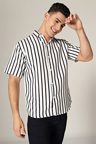 Greciilooks Mens Rayon Casual Shirt Regular Fit Men Casual Shirt (White, Xx-Large)