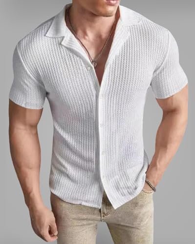 Noble Monk MenS Solid Casual Shirt | Half Sleeve | Regular Fit | Popcorn Shirt For Men