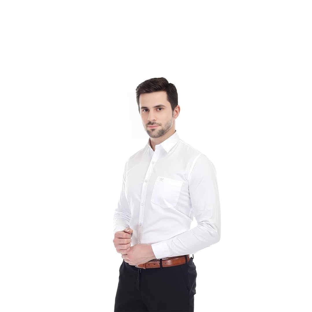 Xjarvis Ozark Cotton Solid Slim Fit Casual Shirt For Men With Pocket & Long Sleeve Button Down Shirt Collared Casual Formal Shir