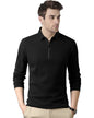 Noble Monk MenS Polo Neck Full Sleeves Solid T-Shirt Black