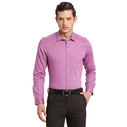 Turtle Men Purple Cotton Solid Slim Fit Formal Shirts