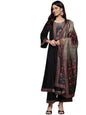 Varanga Women Black Floral Printed Embellished Anarkali Kurta Paired With Bottom And Printed Dupatta