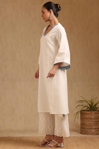Soch WomenS Pure Cotton Solid Regular Kurta (Cws5Ku61399_Off White