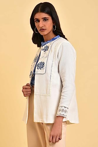 W for Woman Womens Ecru Embroidered Jacket with Lace (23FEW20175-820545
