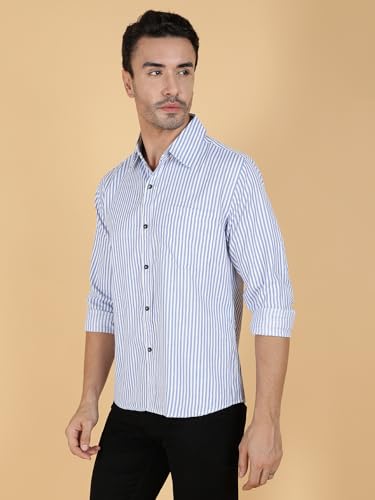 Kotty Mens Striped Polycotton Full Sleeves Shirts(Multicolor,Xl)