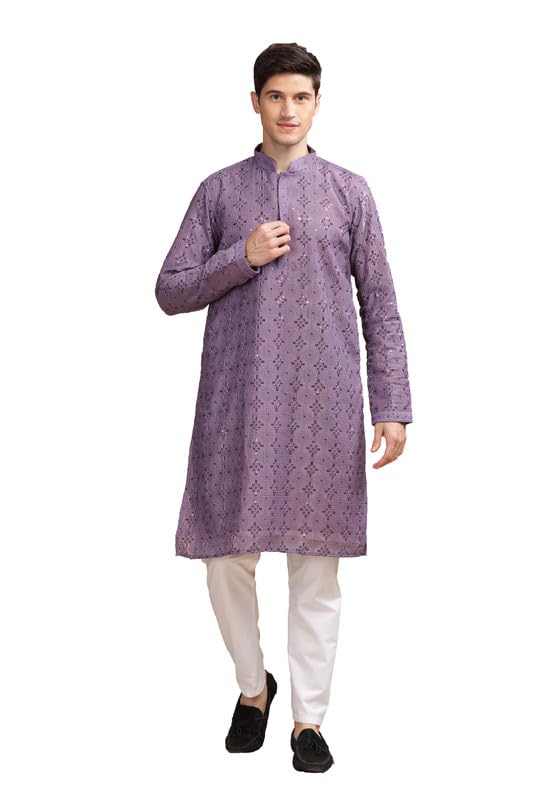 Be Active MenS Cotton Regular Kurta (Sk0801-Kr_Purple