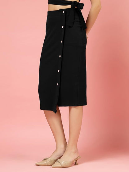 OOMPH! Lycra Pencil Skirt for Women Black - msk113